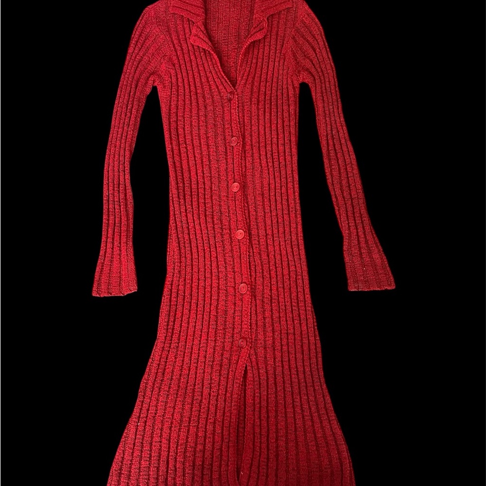 Arden B Vintage 90s Red Open-Weave Knit Cardigan